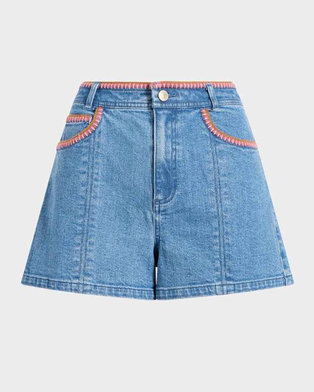 Ceil Crochet Denim Shorts